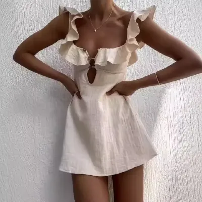 SUMMER CASUAL SEXY RUFFLED SUSPENDER SKIRT DRESS